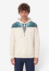COUNTY OF MILAN Felpa Con Cappuccio Marcelo Burlon Bianca Con Ali Azzurre