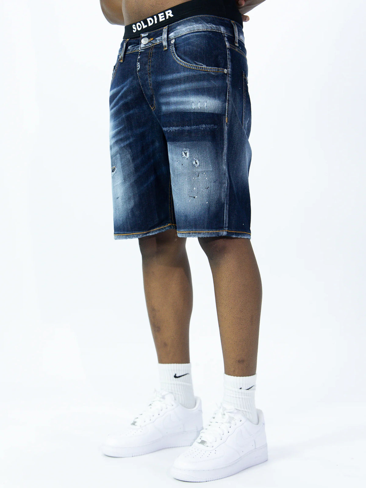 SOLDIER Bermuda Jeans  In Denim Classico Sfumato Blu
