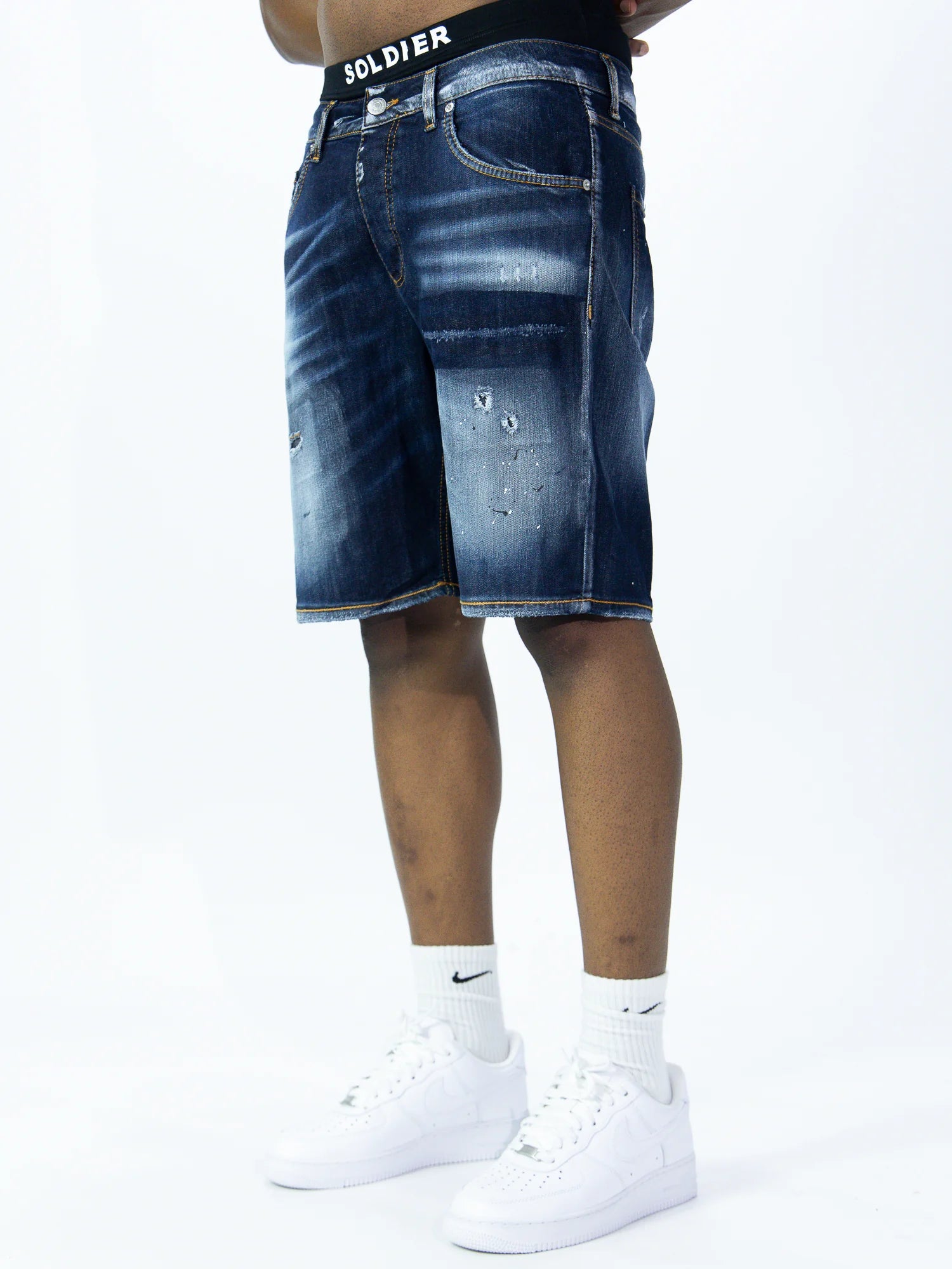 SOLDIER Bermuda Jeans  In Denim Classico Sfumato Blu