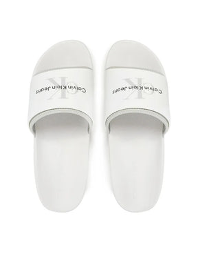 CALVIN KLEIN Ciabatta Bianca Con Fascia Grigia
