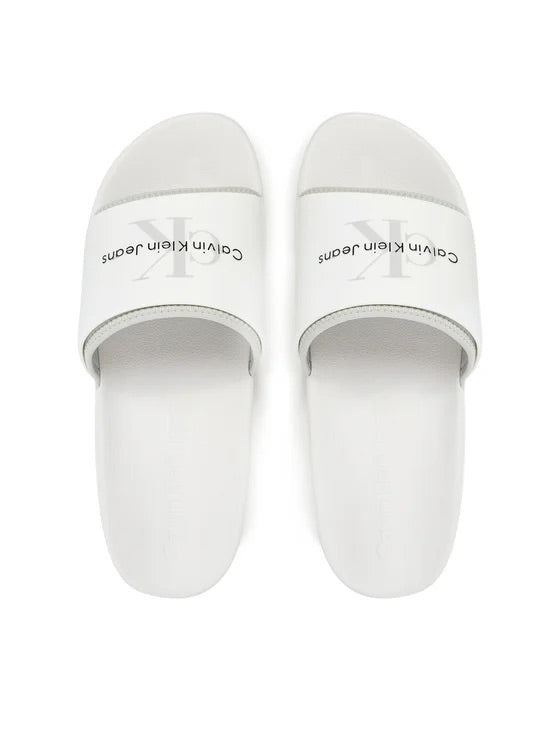 CALVIN KLEIN Ciabatta Bianca Con Fascia Grigia