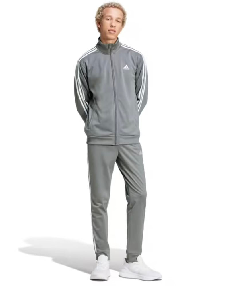 ADIDAS Tuta Leggera Acetata Con Zip Senza Cappuccio Con Strisce Laterali Grigia/Bianca