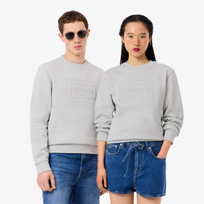LACOSTE Felpa Con Logo In Rilievo Centrale Grigio Ghiaccio
