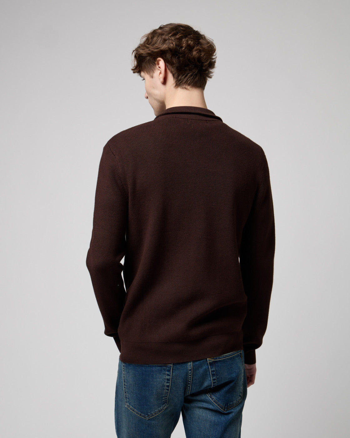 GIANNI LUPO Cardigan Con Collo a Imbuto e Zip Marrone