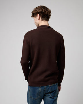 GIANNI LUPO Cardigan Con Collo a Imbuto e Zip Marrone