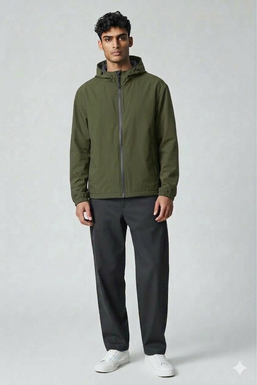 TREZ Antivento Con Cappuccio Verde Militare