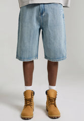ED HARDY Pantaloncino in Jeans Jorts Con Dettagli Ricamati Gotici Sul Retro