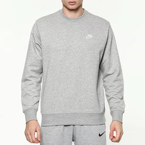 NIKE Felpa Girocollo Senza Cappuccio Cotone Garzato Grigio/Bianco