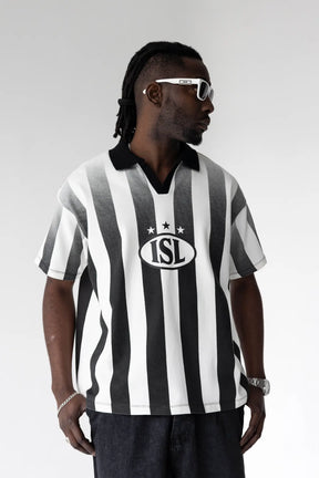BLACK ISLAND Polo In Cotone Stampa Retro Bianca/Nera