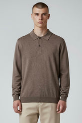 Polo A Maniche Lunghe Made in Italy In Cotone Tortora