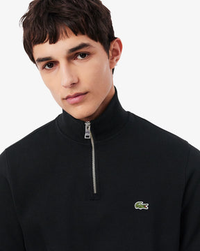 LACOSTE Felpa Interlock Collo Alto Mezza Zip Nera