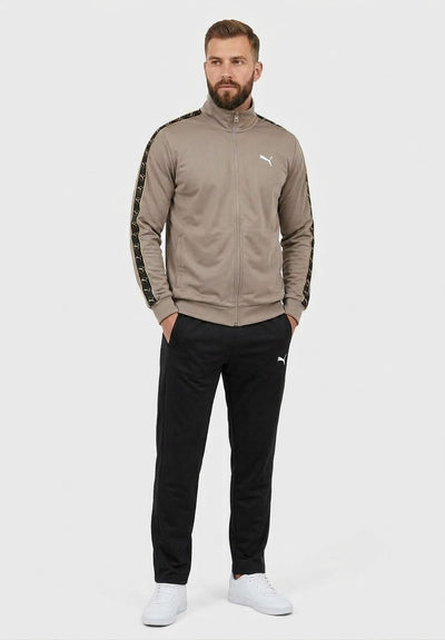 PUMA Tuta Completa Con Zip Acetata Bande Laterali Beige/Nera