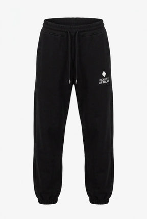 COUNTY OF MILAN Pantalone Di Tuta Marcelo Burlon Nero Con Logo Ricamato Bianco