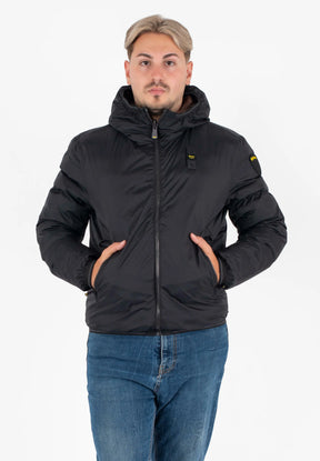 BLAUER Giubbotto Reversibile Liscio Uomo Invernale Nero/Marrone