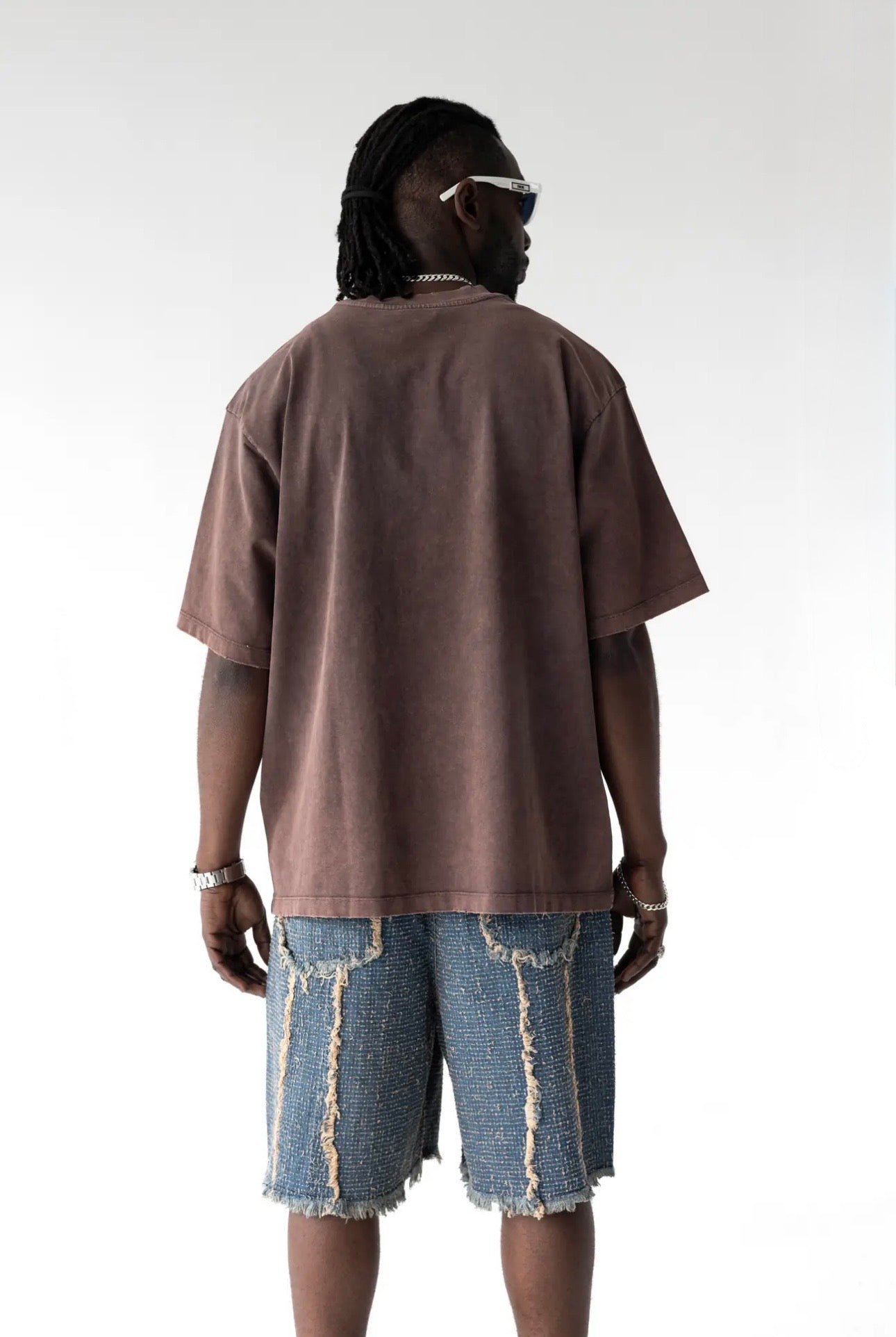 BLACK ISLAND T-Shirt In Cotone Sfumata Cropped Con Stampa Statua Della Libertà Marrone