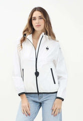 BLAUER Antivento Donna Con Cappuccio Bianco Zip a Contrasto Nera