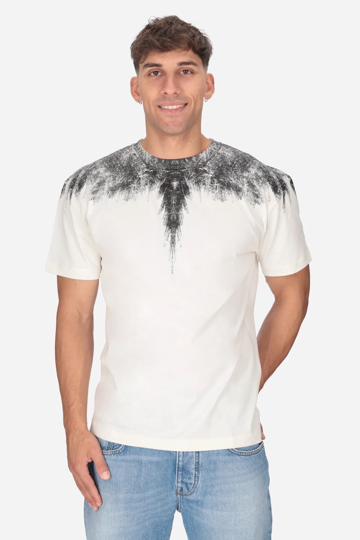 COUNTY OF MILAN T-Shirt Panna Marcelo Burlon Ali Graffito Nere