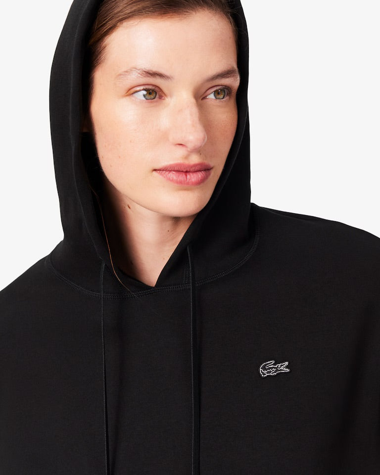 LACOSTE Tuta Donna Con Cappuccio Felpa Crop Pantalone Wide Nero