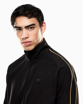 EMPORIO ARMANI Tuta Leggera In Microfibra Imbottita Con Zip Nera Con Dettagli Oro 25/26