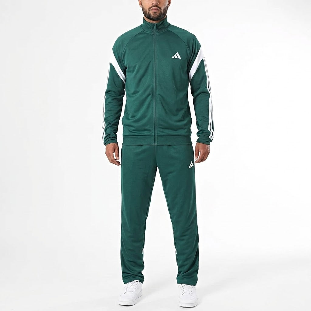 ADIDAS Tuta Acetata Teamsport Con Bande Sulle Maniche Verde/Bianca
