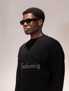SOLDIER Felpa Girocollo “ALL FOR LOVE” in Cotone Piqué Nera