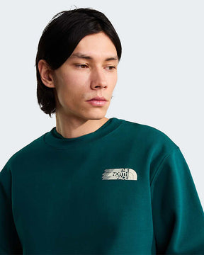 THE NORTH FACE Felpa Girocollo Con Stampa Sul Retro Logo Fulmini Verde/Bianca 26/27