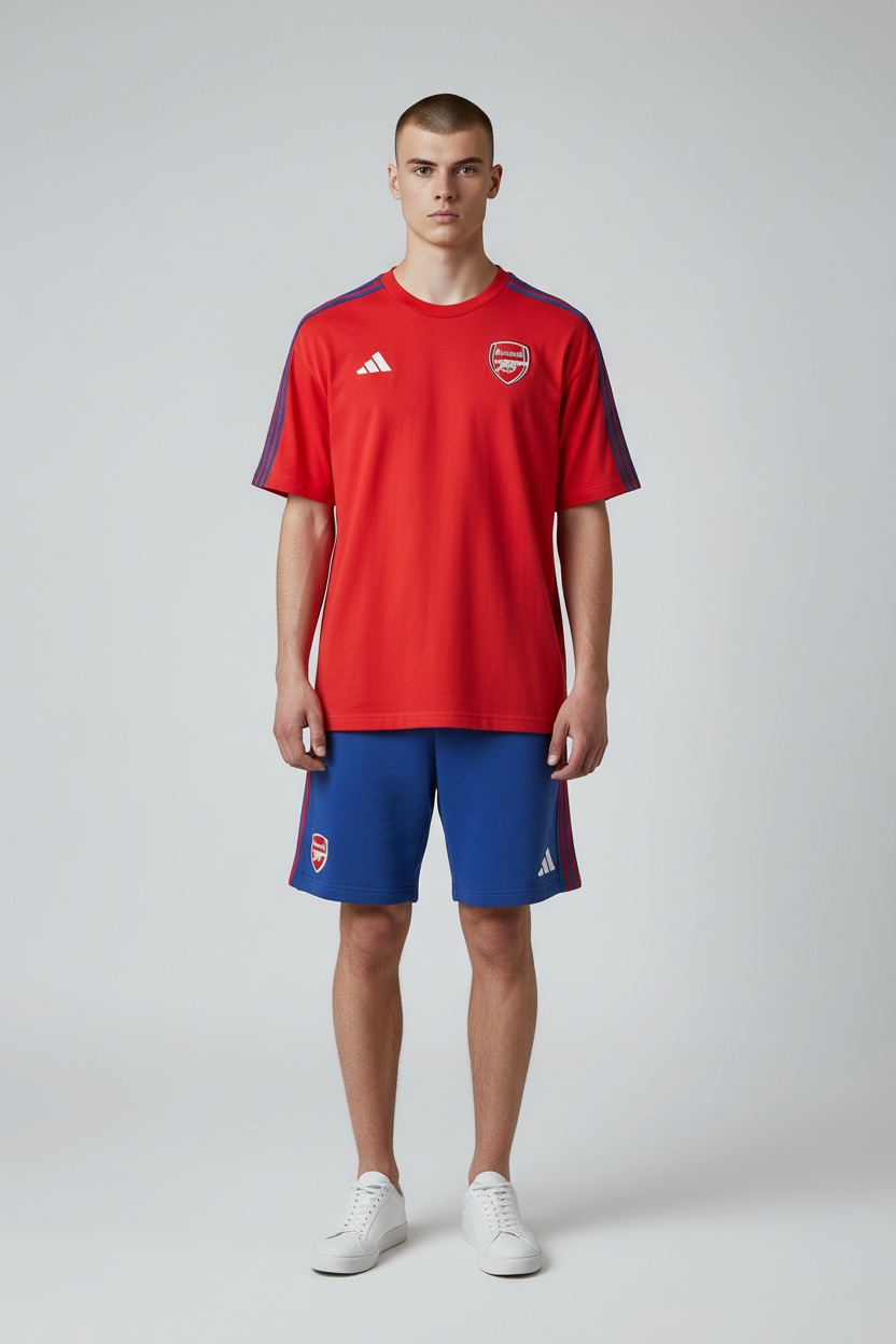 Adidas Completino Arsenal Uomo T-Shirt Rossa Pantaloncino Blu