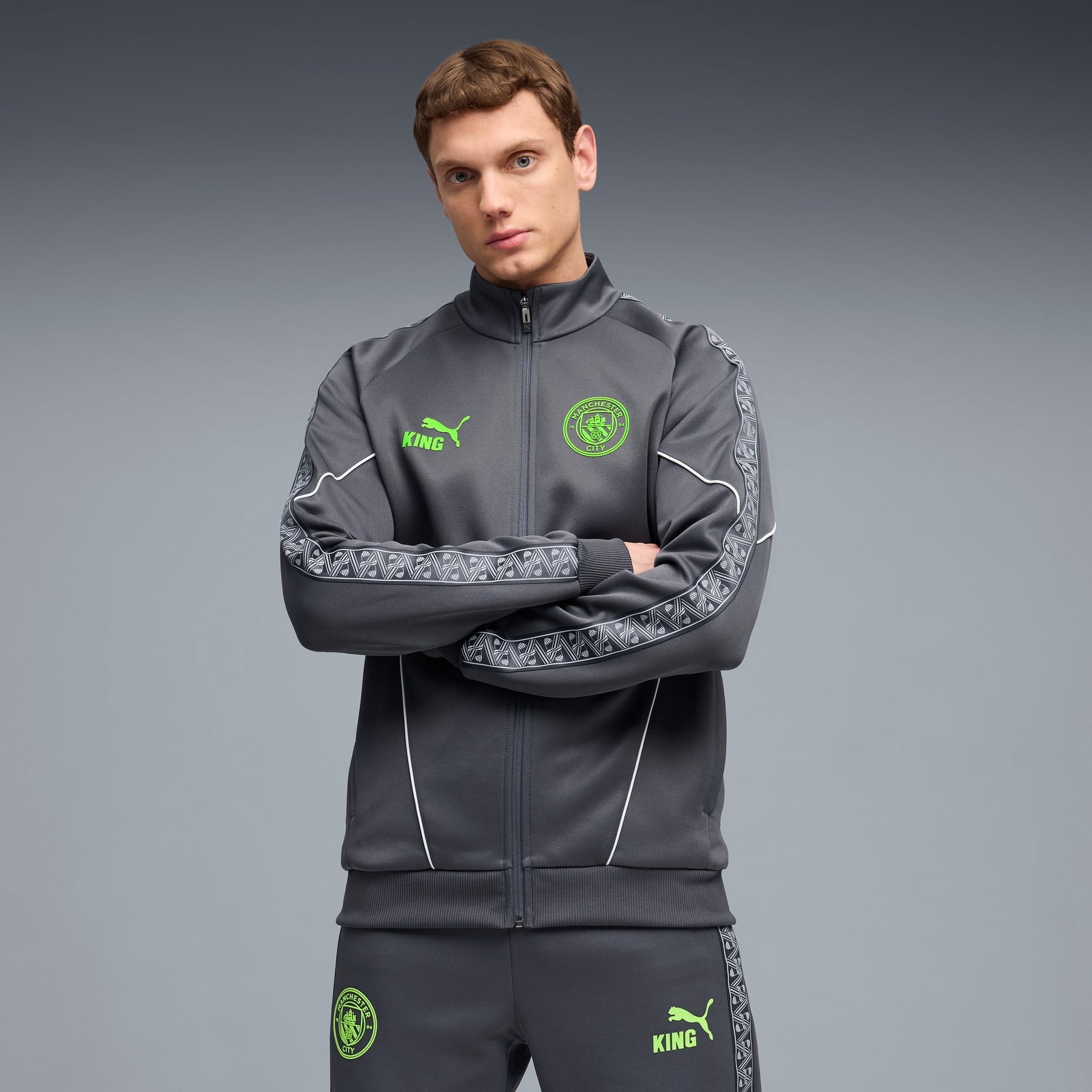 PUMA Tuta Completa Manchester City Acetata Con Zip Grigia