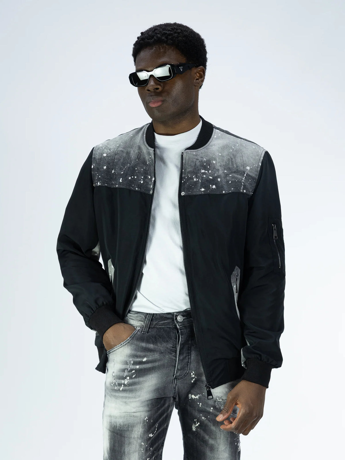 SOLDIER Jacket Con Dettagli in Jeans Nero