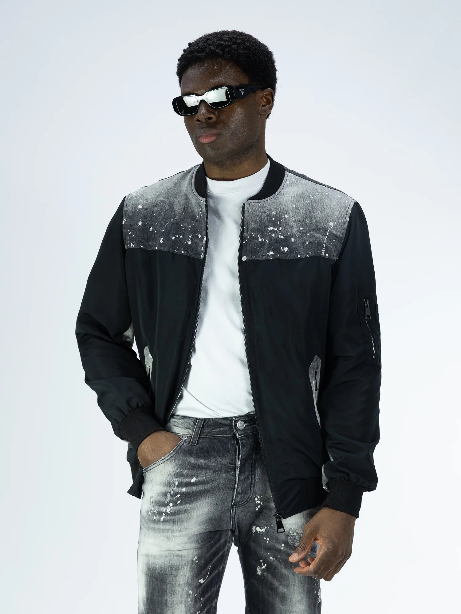 SOLDIER Jacket Con Dettagli in Jeans Nero