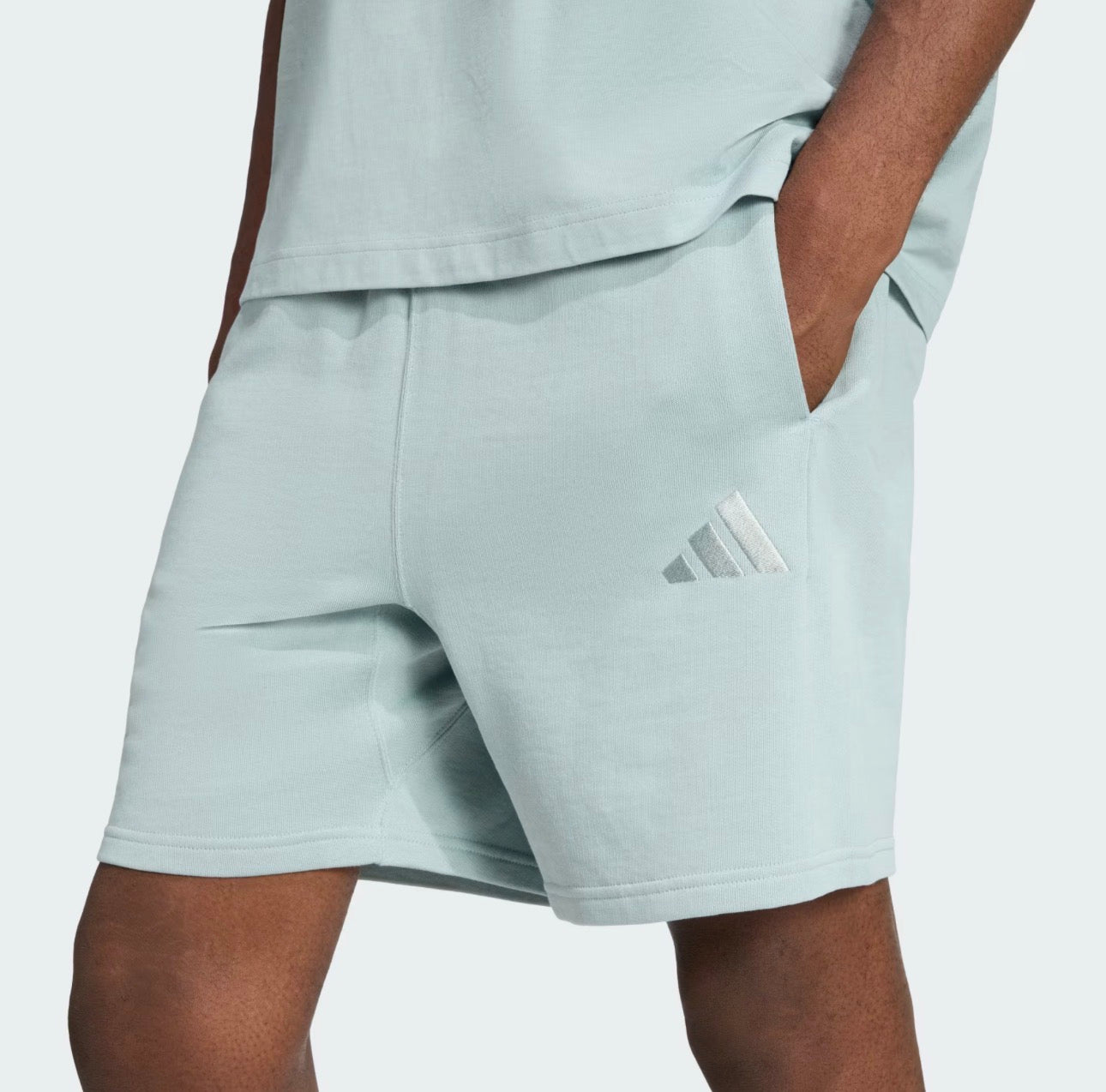 Adidas Completino Uomo Azzurro Polvere Cotone Dettagli Ricamati