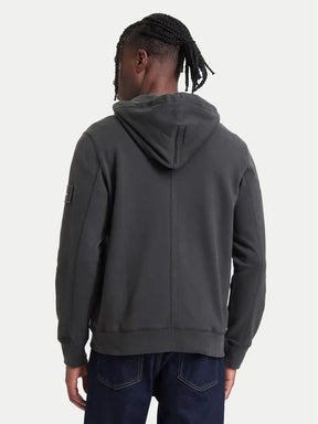 CALVIN KLEIN Felpa Con Zip e Cappuccio Grigio Antracite/Nero