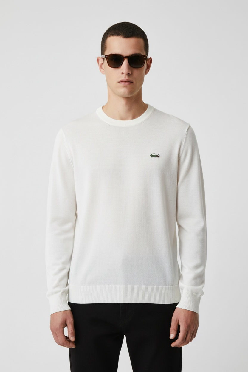 LACOSTE Maglioncino In Cotone Panna AH0128 70V