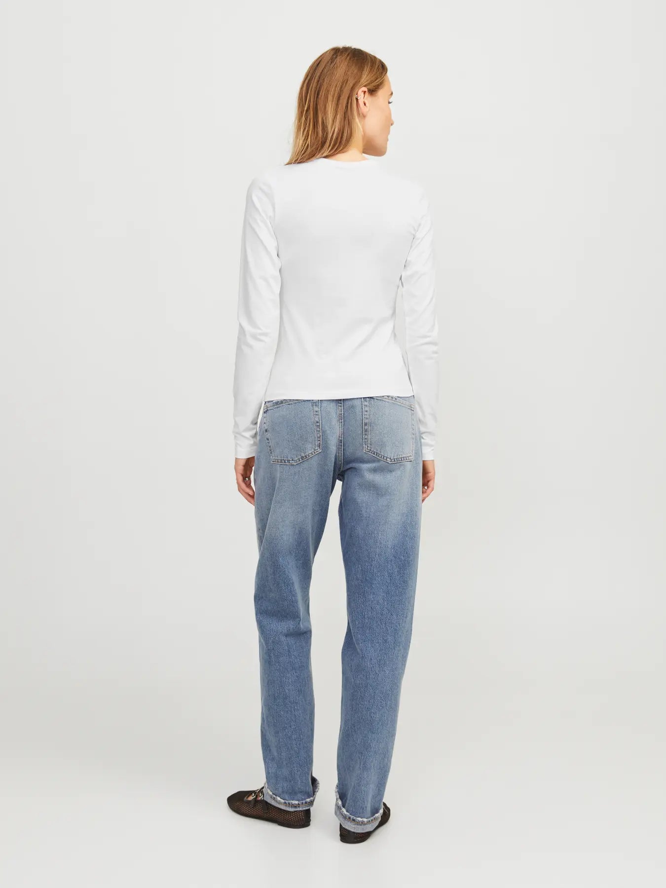 JJXX JXCELINE MAGLIETTA IN COTONE A MANICHE LUNGHE BIANCA DONNA