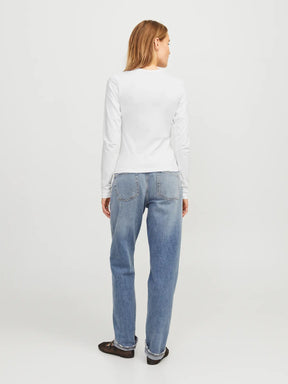 JJXX JXCELINE MAGLIETTA IN COTONE A MANICHE LUNGHE BIANCA DONNA