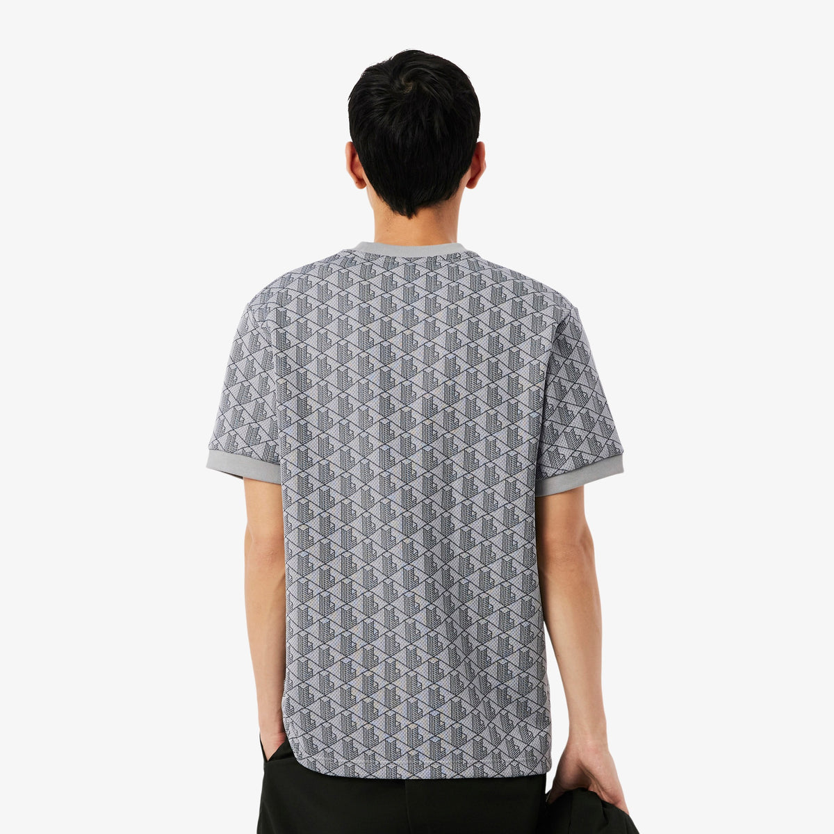 LACOSTE T-Shirt Monogram Uomo Grigia