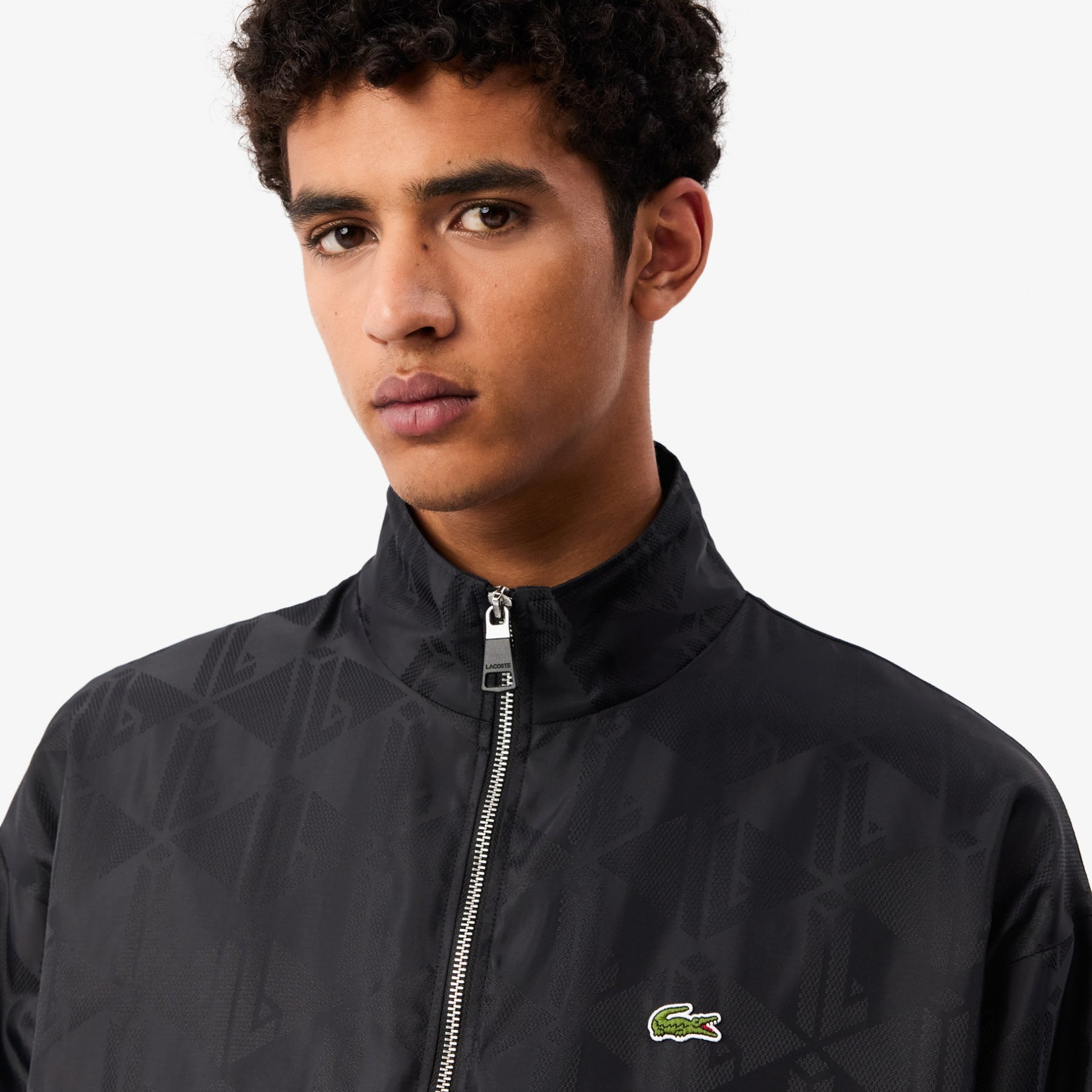 LACOSTE Tuta In Microfibra Con Loghi Tono Su Tono monogram Con Zip Nera