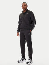 EMPORIO ARMANI Tuta Leggera Acetata Con Zip Senza Cappuccio Con Bande Nera