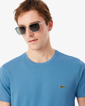 LACOSTE T-Shirt Basic In Cotone Blu Cobalto