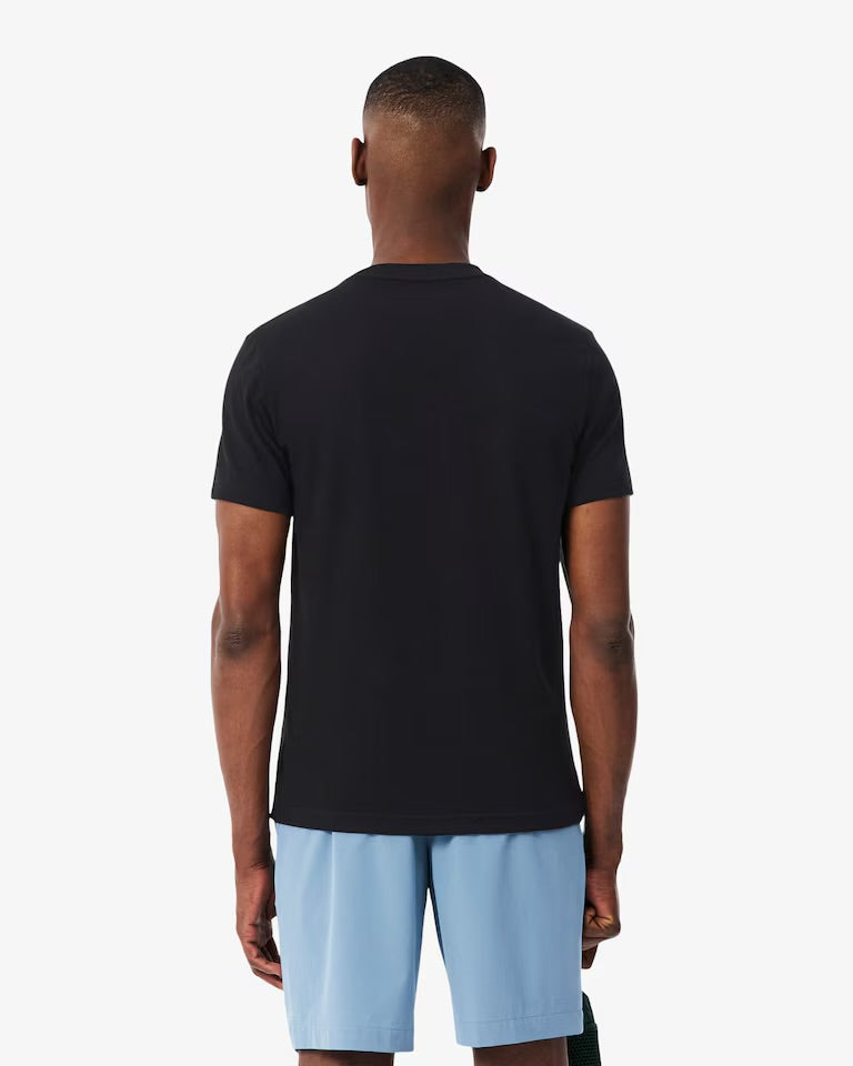 LACOSTE T-Shirt Ultra Dry Stampa Coccodrillo Nera/Bianca