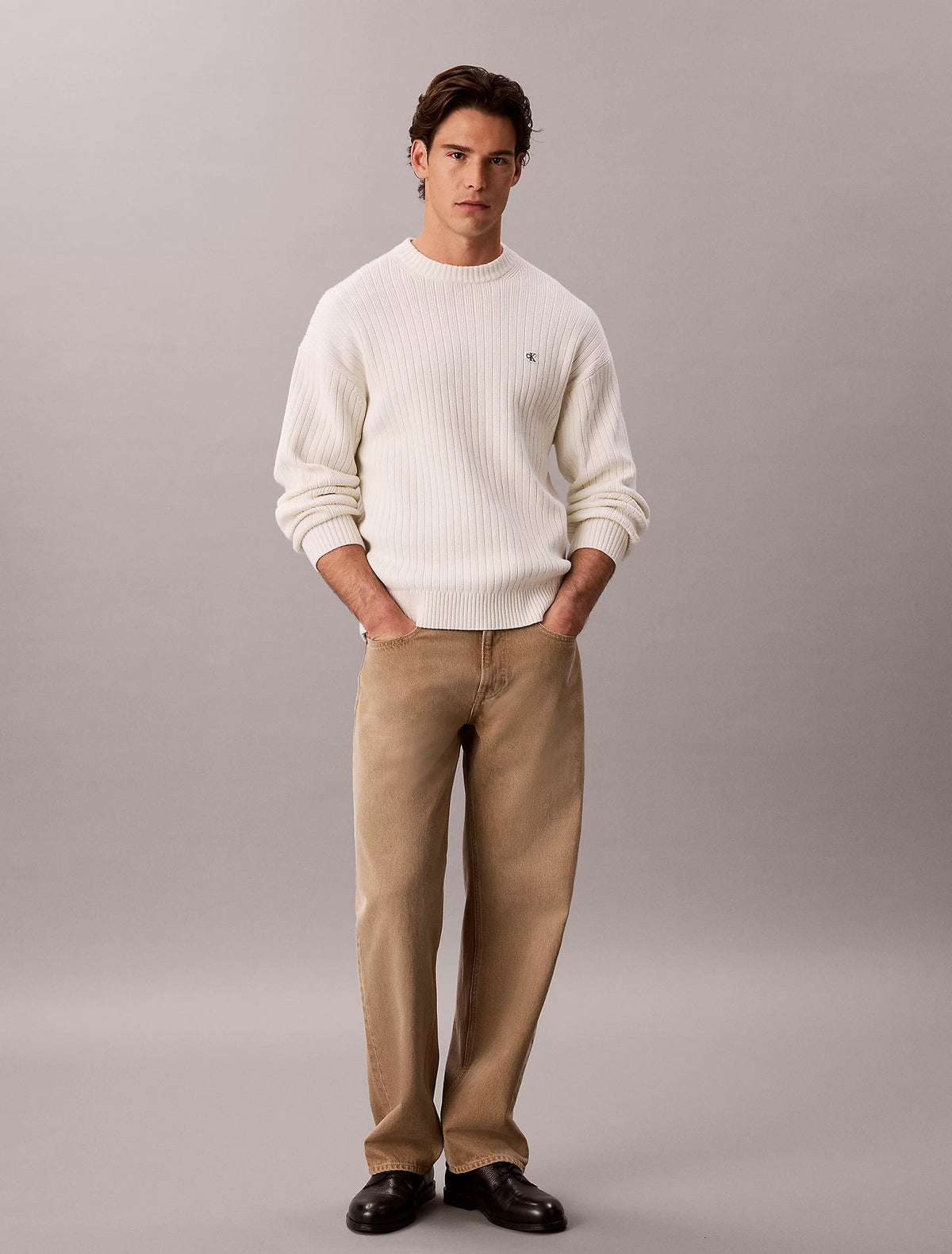CALVIN KLEIN Maglione In Cotone a Costine Avorio 26/27