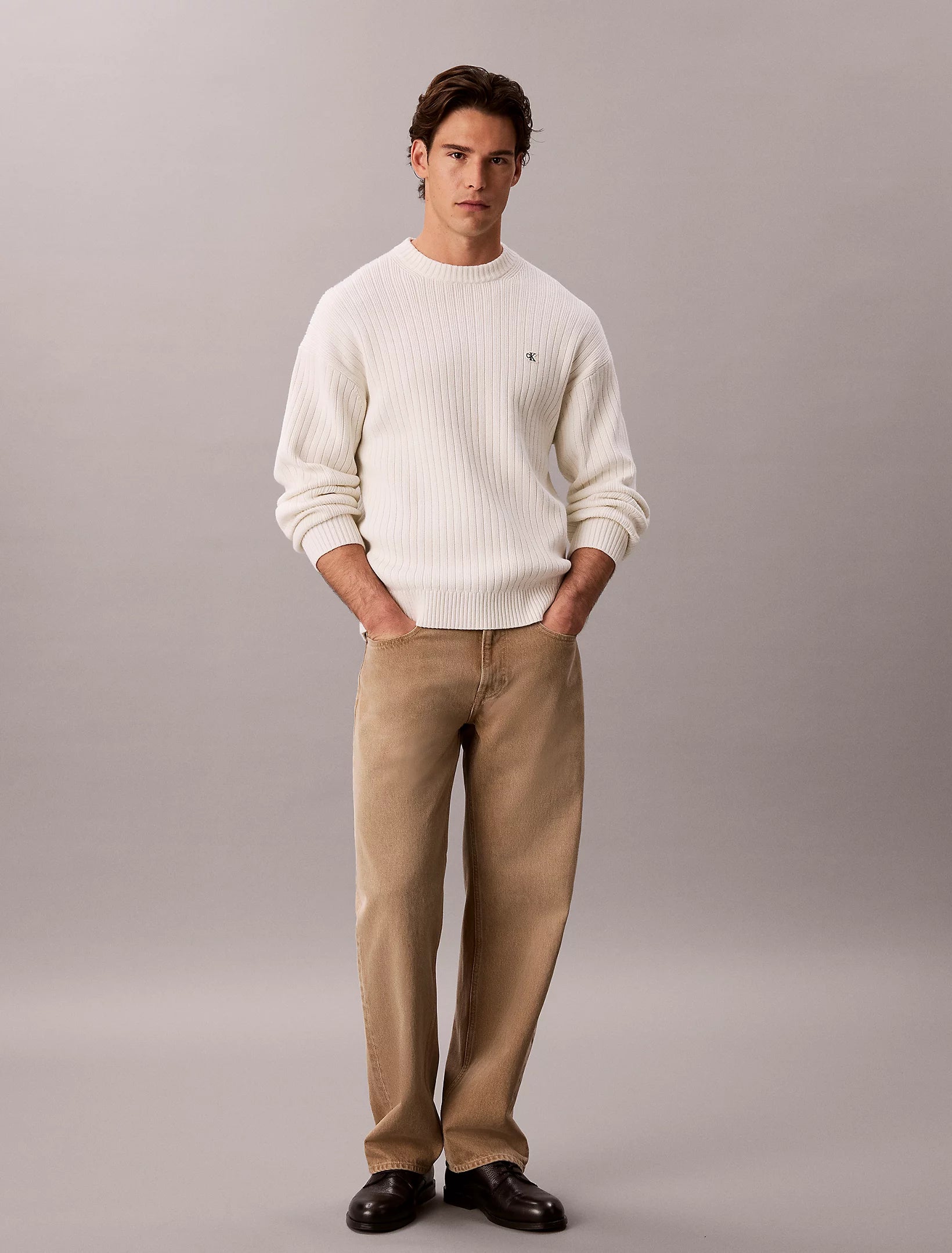 CALVIN KLEIN Maglione In Cotone a Costine Avorio 26/27