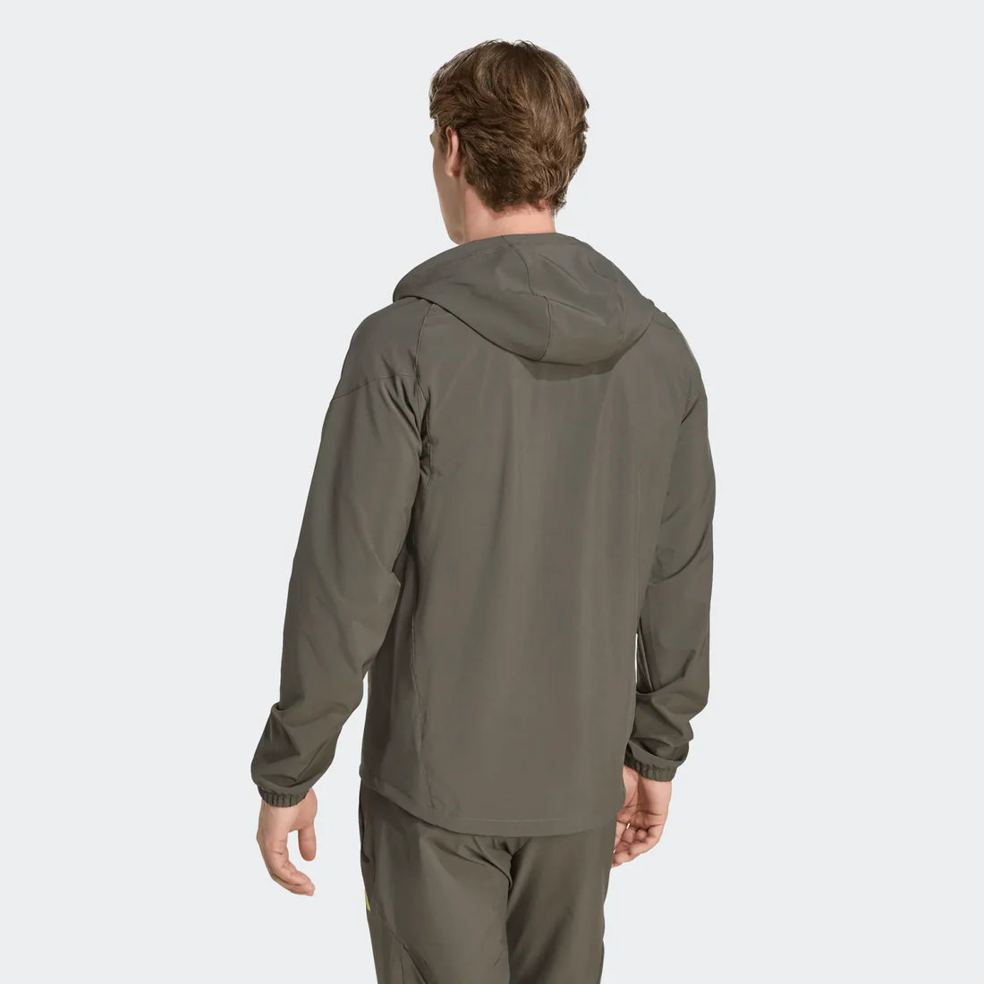 ADIDAS Tuta Real Madrid Leggera In Microfibra Zip e Cappuccio Verde Militare/Fluo