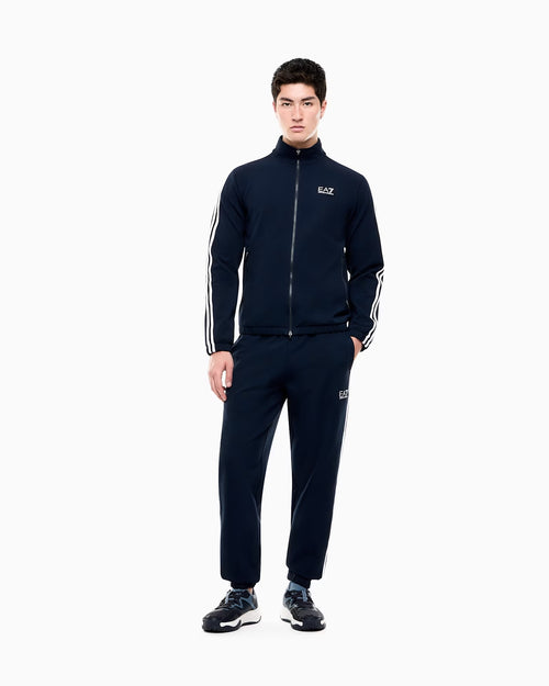 EMPORIO ARMANI Tuta Completa Con Bande Laterali Con Zip Senza Cappuccio Blu/Bianco