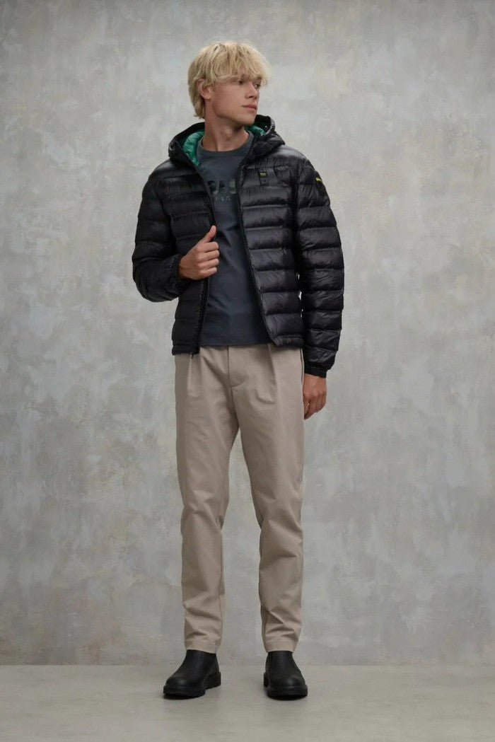 BLAUER Giubbotto Uomo Ovattato Invernale Termosaldato Fasciato Nero