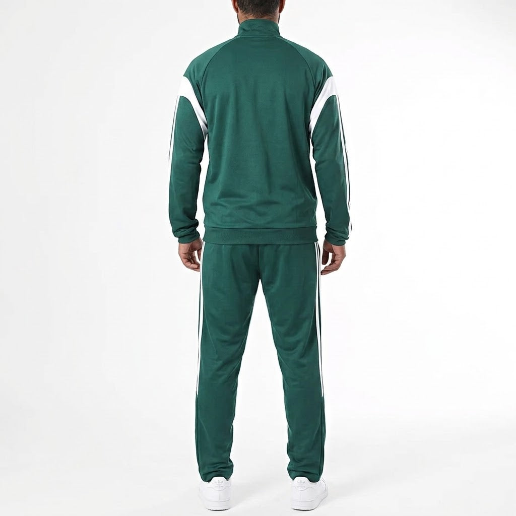 ADIDAS Tuta Acetata Teamsport Con Bande Sulle Maniche Verde/Bianca