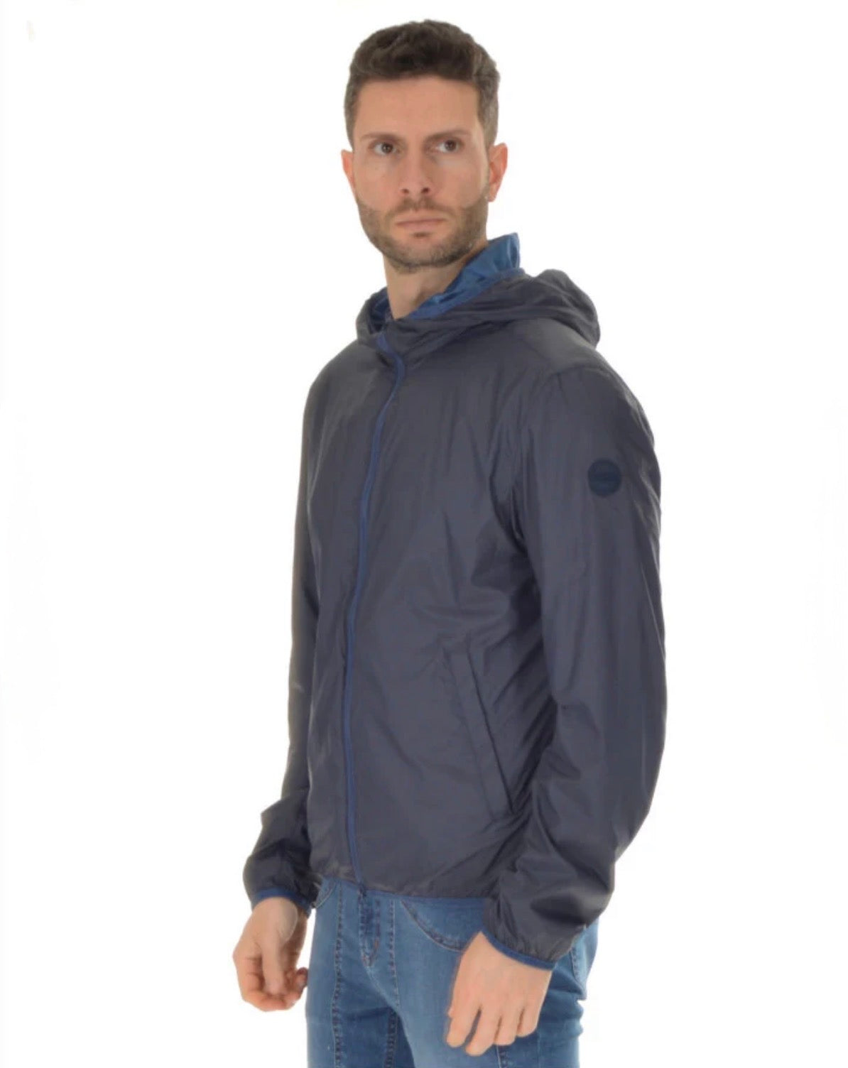 COLMAR Antivento Sfoderato Con Cappuccio Double Face Blu Camouflage/Azzurro