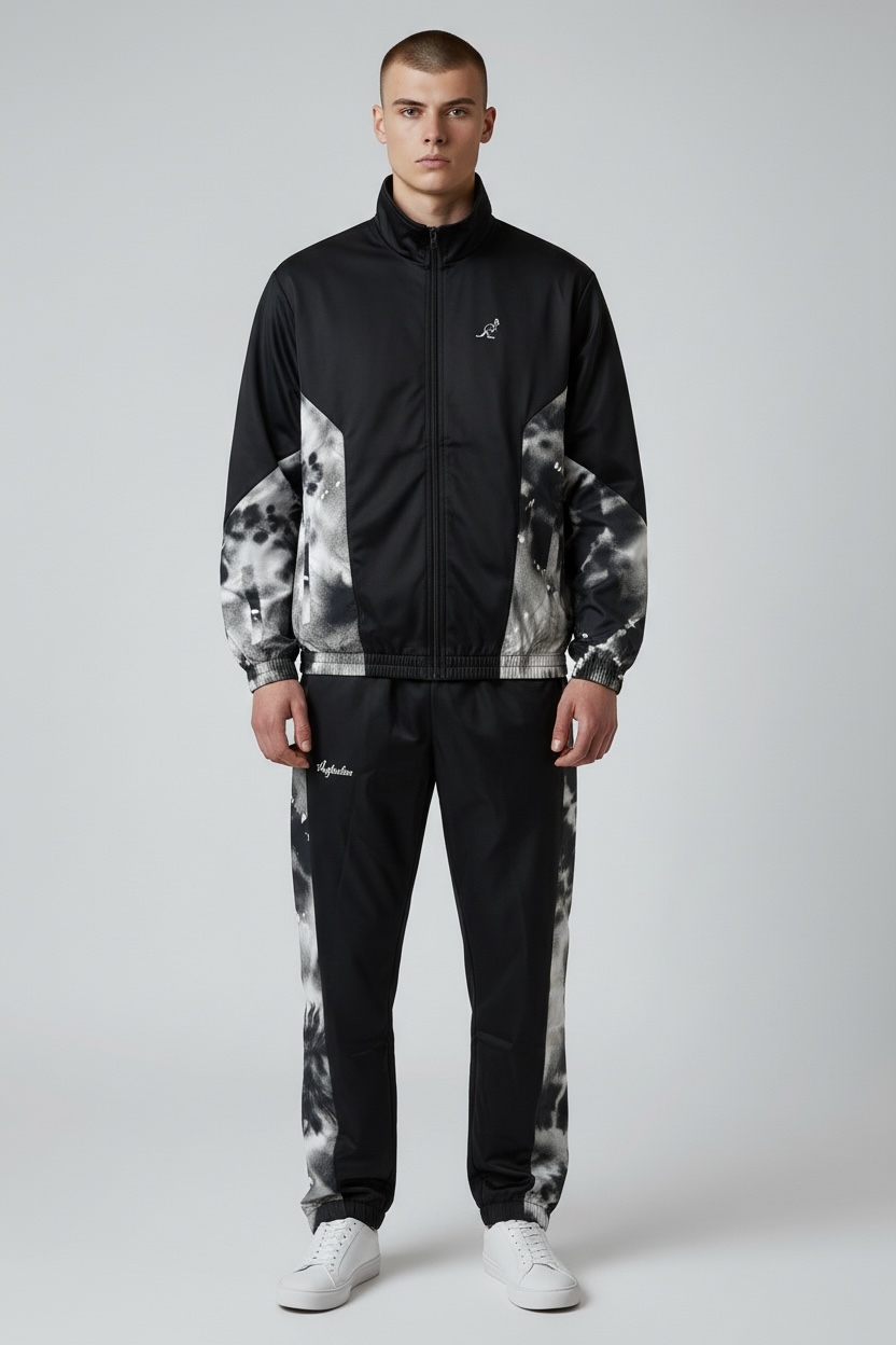 AUSTRALIAN Tuta Completa In Microfibra Con Zip Nera Con Dettagli Fumè SS26