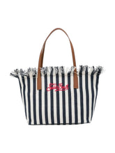 Saint Barth Saint Barth Borsa Donna City Bag Mid A Righe Con Frange Blu/bianca - Borsa - Tommaseo Clothing