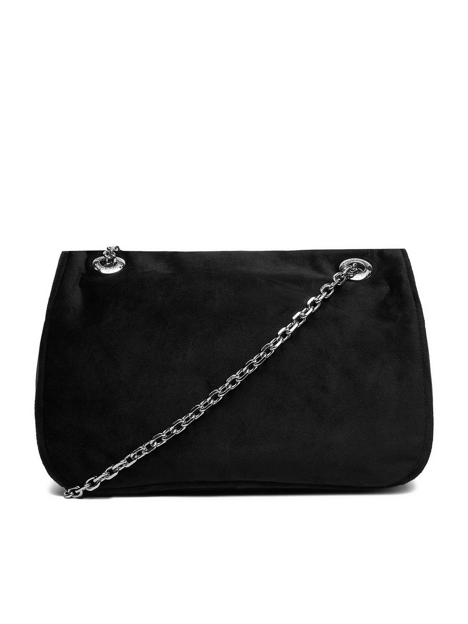 JUICY COUTURE Borsa Kimberly a Spalla Velluto Logo Con Brillantini Nera